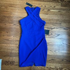 Lulus Royal Blue Halter Tulip Mini Dress
